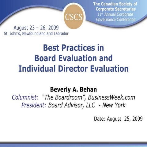 Best Practices in Board Evaluation and Director Evaluation