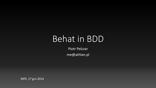 [BDD] Introduction to Behat (PL)