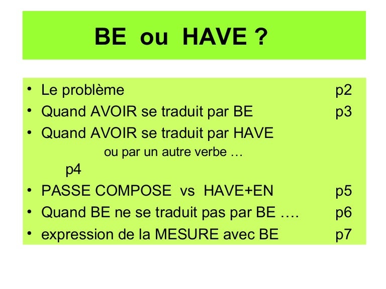 Conjuguer Be Et Have En Anglais