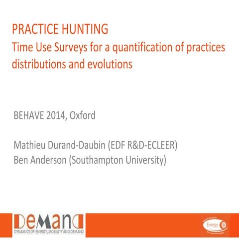 PRACTICE HUNTING: Time Use Surveys for a quantification of practices distribu...