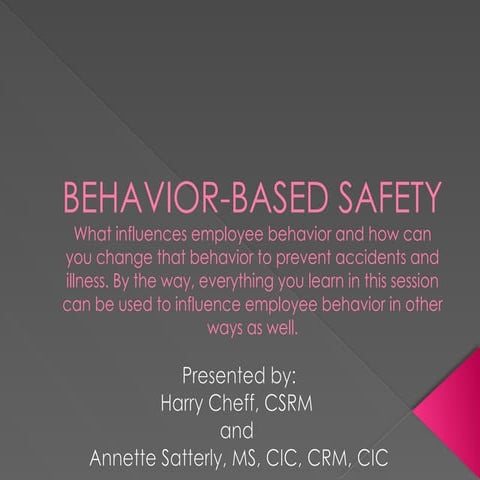 BEHAVIOR-BASED SAFETY for plants and industries