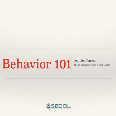 Behavior 101 | PDF | Special Education | Education