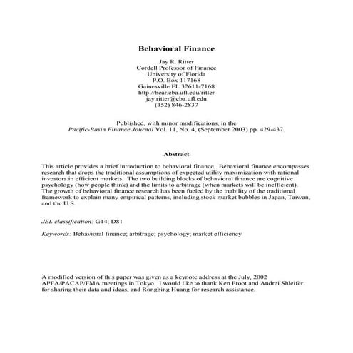 Behavioral Finance