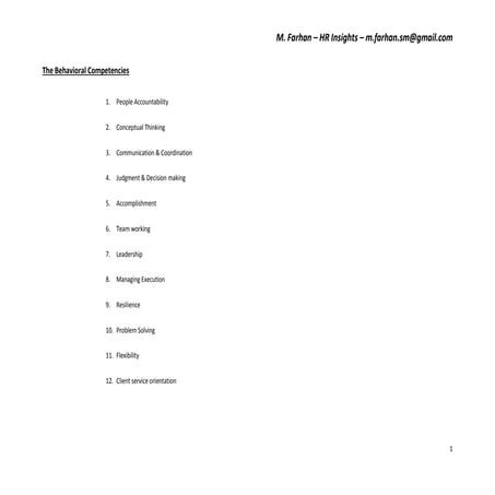 Behavioral Competency Dictionary