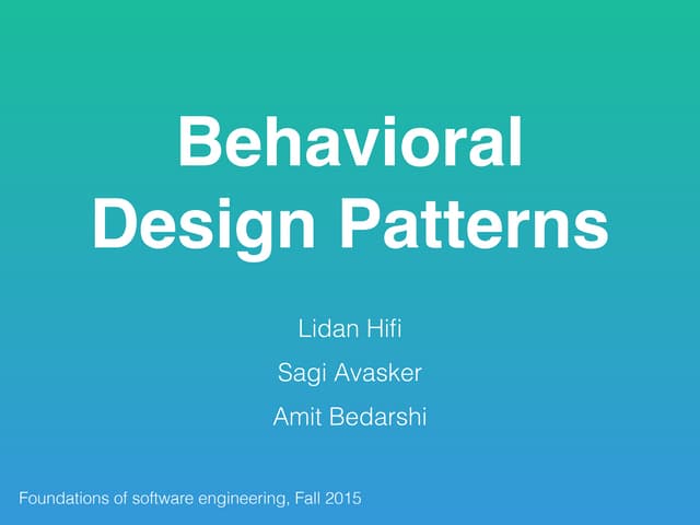 Behavioral Design Patterns