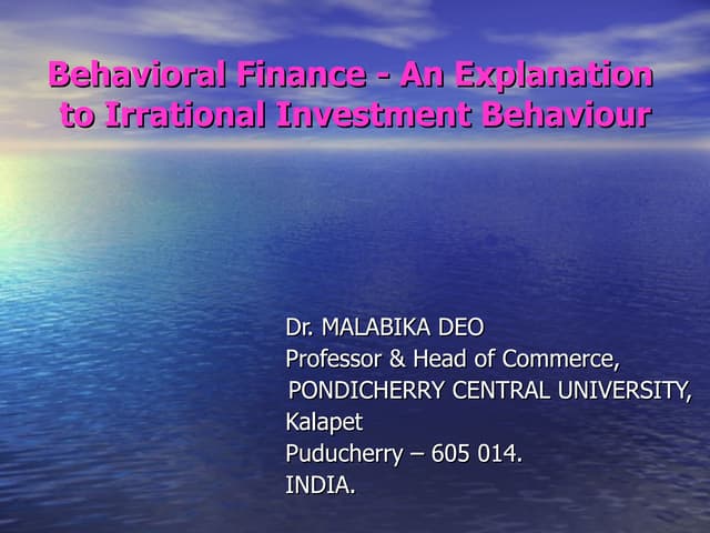 Behavioral finance -_an_explanation