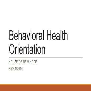 Behavioral Health Orientation
