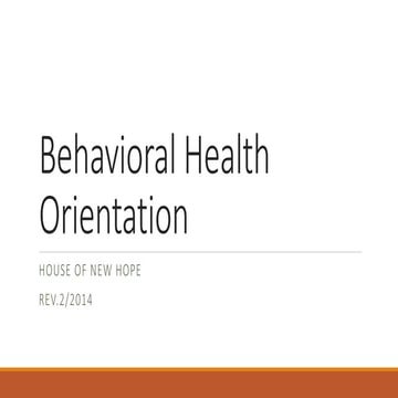 Behavioral Health Orientation