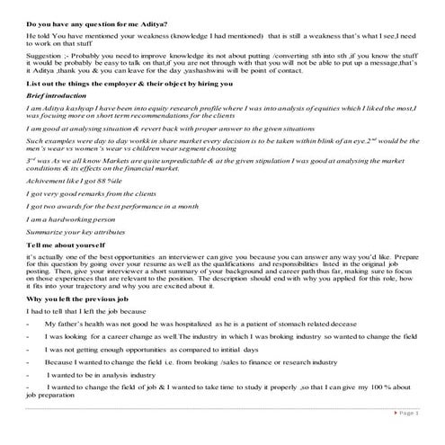 Behavioral questions asked in finance interviews