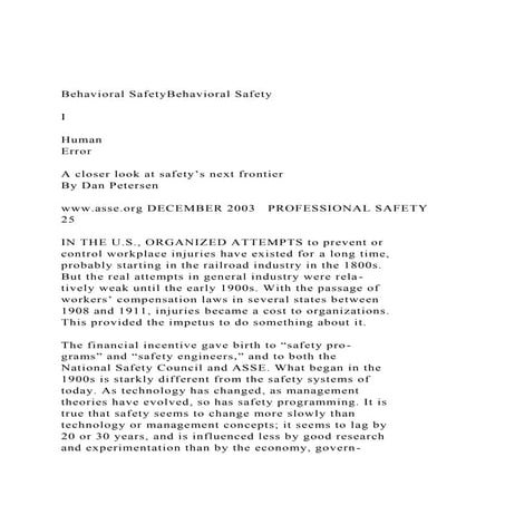 Behavioral SafetyBehavioral SafetyIHumanErrorA c.docx