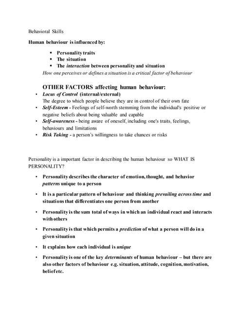 Behavioral skills