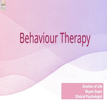 Comprehensive Overview of Behaviour Therapy Principles and Assessment ...
