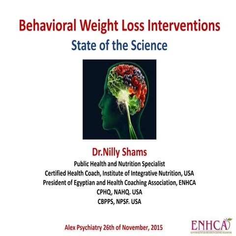 Behavioral Weight Loss Interventions.State of the Science, Alex Psychiatry 26...