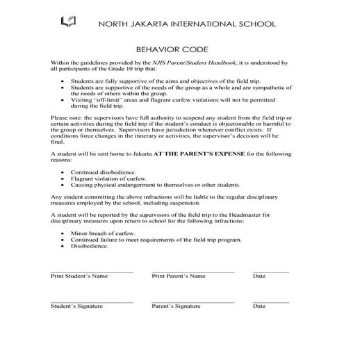 Class Trip Itinerary | DOC