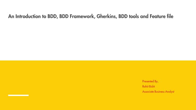 Behavior driven development (bdd)