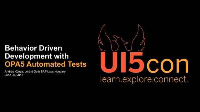 Behavior driven development with OPA5 automated tests