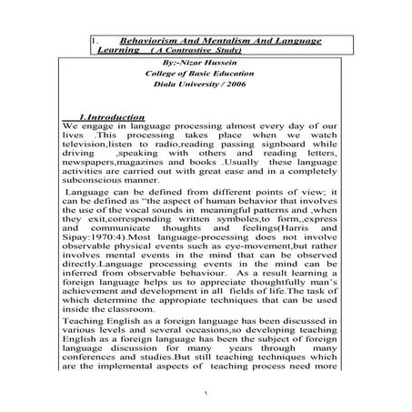 Behaviorism and-mentalism-and-language