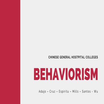 Behaviorist Learning Theory
