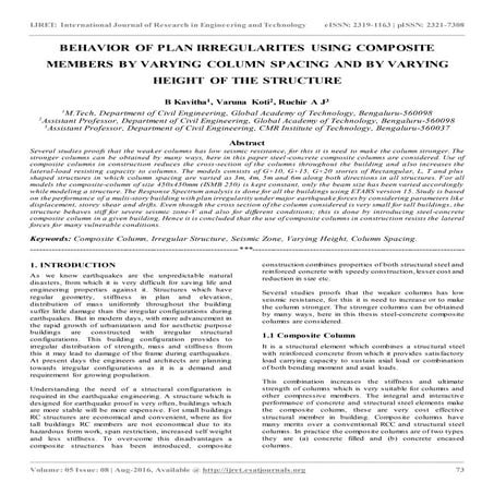 Behavior of plan irregularites using composite members by varying column spac...