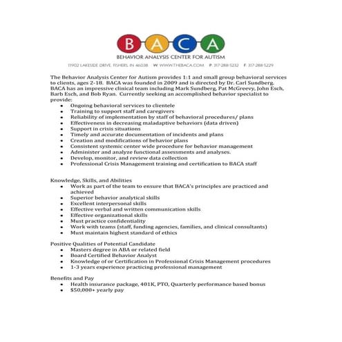 Behavior specialist | DOCX