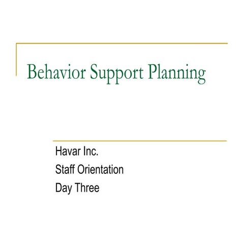 Behavior Support Planning