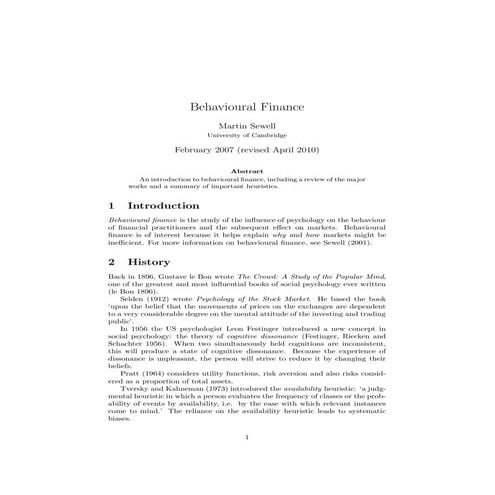 Introduction to Behavioural Finance