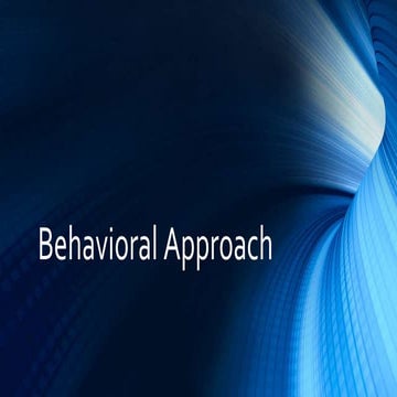 Behavioural Approach in Management