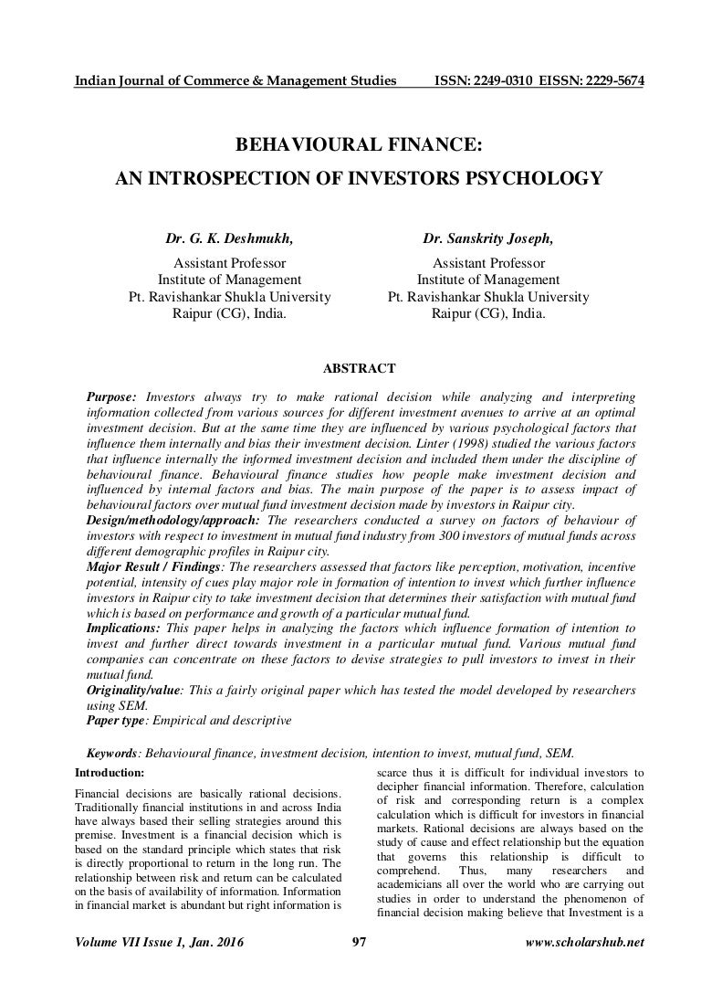 Behavioural finance phd thesis