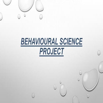 Behavioural science project