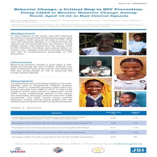 Behaviour Change, a Critial Step in HIV Prevention; Using LQAS to Monitor Beh...