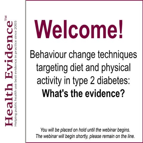 Behaviour change techniques targeting diet and physical activity in type 2 diabetes: What's the evidence?
