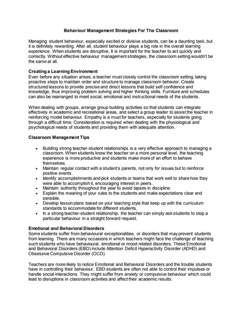 Classroom management | PPTX | Education