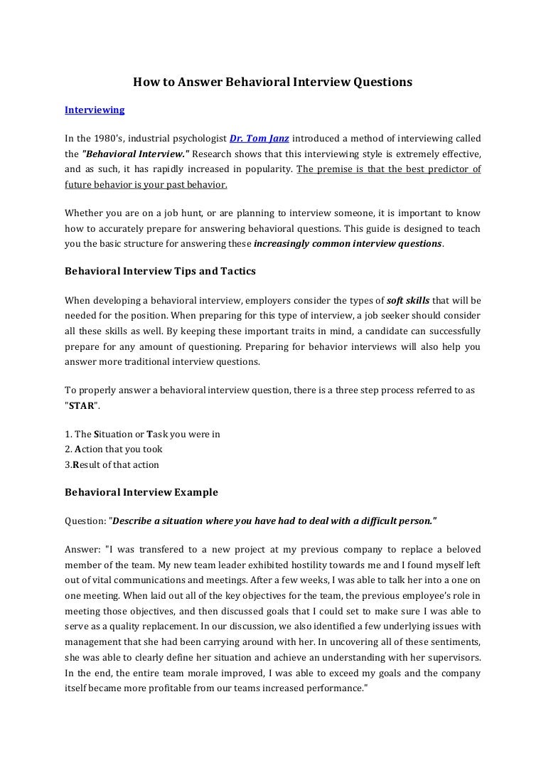 behavioral type questions