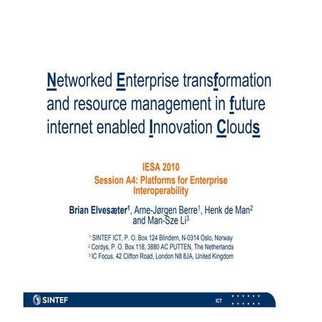 Networked Enterprise transformation and resource management in future interne...
