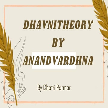 Dhavni Theory by Anandvardhana Indian Poetics