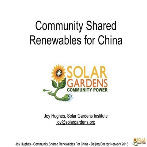 Community Shared Renewables for China