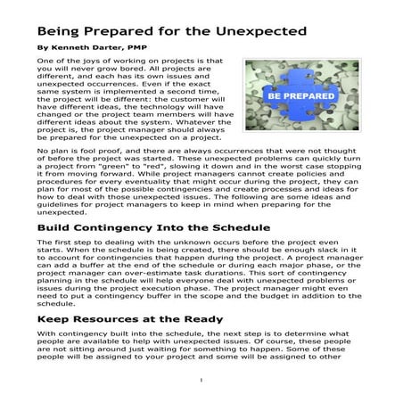 Being prepared for the Unexpected