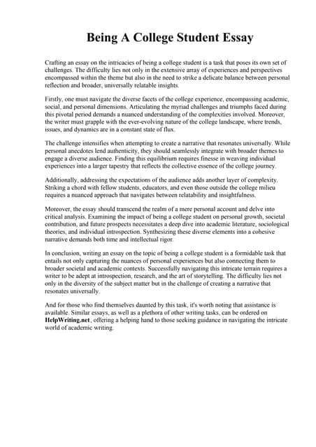 Essay On Life Of A Student Pdf