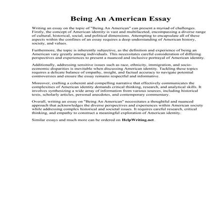 Being An American Essay