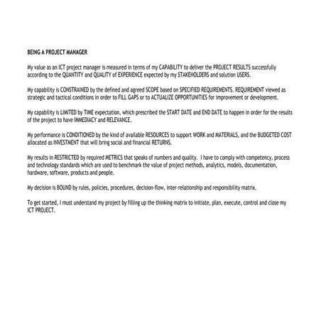 BEING A PROJECT MANAGER