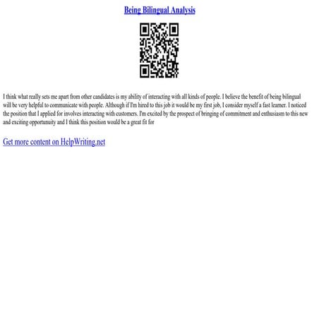 Being Bilingual Analysis