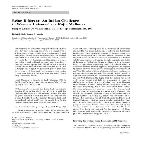 Being Different: An Indian Challenge to Western Universalism by Rajiv Malhotr...
