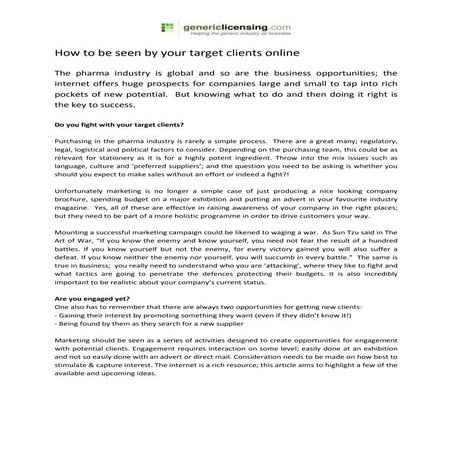 Being seen by major clients online (genericlicensing.com)