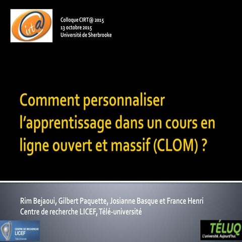 Bejaoui r., paquette g., basque j. et henri f. comment personnaliser l'appren...