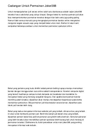 SLOT JOKER388 ONLINE DEPOSIT PULSA DAN UANG ASLI