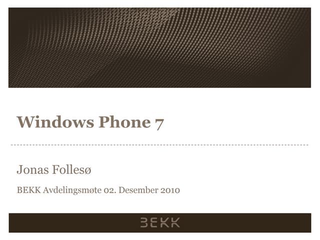 An overview of the Windows Phone 7 platform