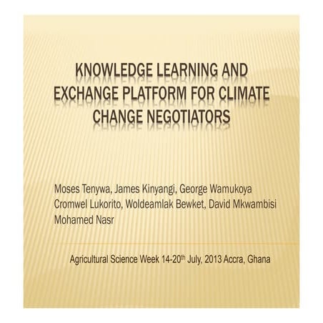 Knowledge Learning and Exchange Platforms for Climate Change Negotiators