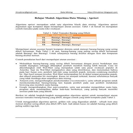 Belajar mudah algoritma data mining apriori