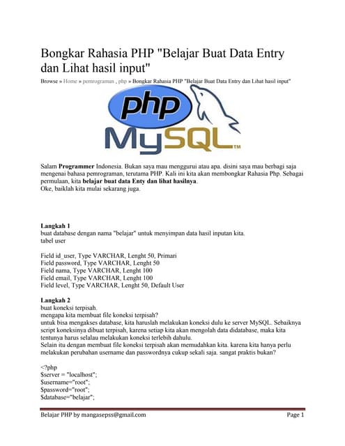 Belajar php 2015