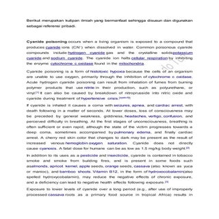 Belajar tentang sianida dalam toksi...